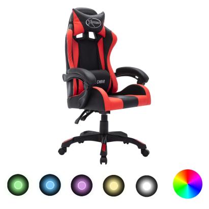 Scaun de jocuri cu LED RGB, roșu și negru, piele ecologică GartenMobel Dekor