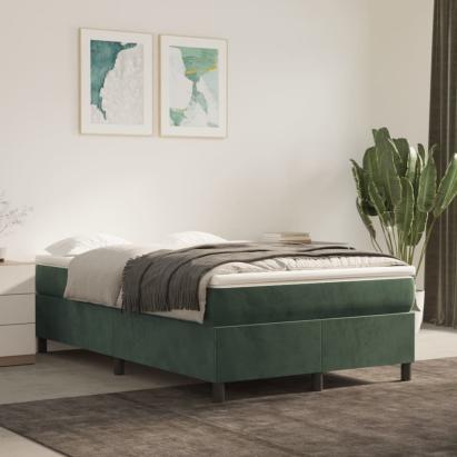 Pat box spring cu saltea, verde închis, 120x200 cm, catifea GartenMobel Dekor