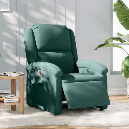 Fotoliu rabatabil electric, verde închis, catifea GartenMobel Dekor