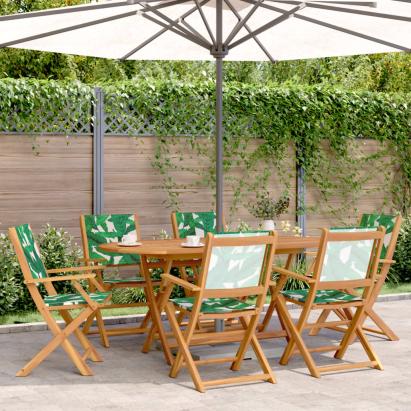 Set mobilier de grădină 7 piese textil model frunze/lemn masiv GartenMobel Dekor