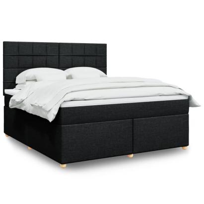 Pat box spring cu saltea, negru, 180x200 cm, catifea GartenMobel Dekor