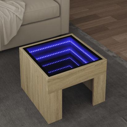 Măsuță de cafea cu LED infinity, stejar sonoma, 40x40x30 cm GartenMobel Dekor
