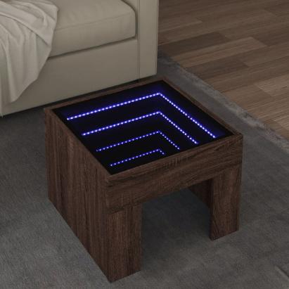 Măsuță de cafea cu LED infinity, stejar maro, 40x40x30 cm GartenMobel Dekor