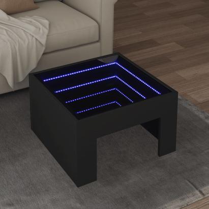 Măsuță de cafea cu LED infinity, negru, 50x50x30 cm GartenMobel Dekor
