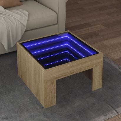 Măsuță de cafea cu LED infinity, stejar sonoma, 50x50x30 cm GartenMobel Dekor