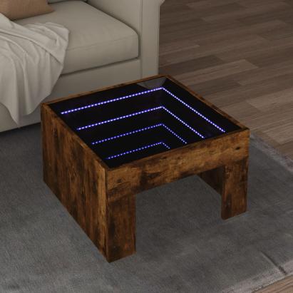 Măsuță de cafea cu LED infinity, stejar fumuriu, 50x50x30 cm GartenMobel Dekor