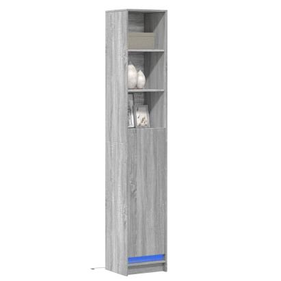 Dulap cu LED, gri sonoma, 36x32,5x200 cm, lemn prelucrat GartenMobel Dekor