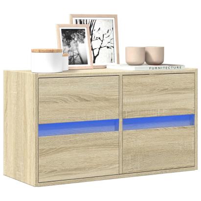 Comodă TV de perete cu lumini LED, stejar sonoma, 80x31x45 cm GartenMobel Dekor