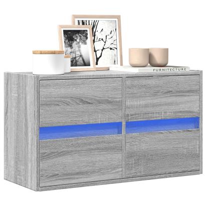 Comodă TV de perete cu lumini LED, gri sonoma, 80x31x45 cm GartenMobel Dekor