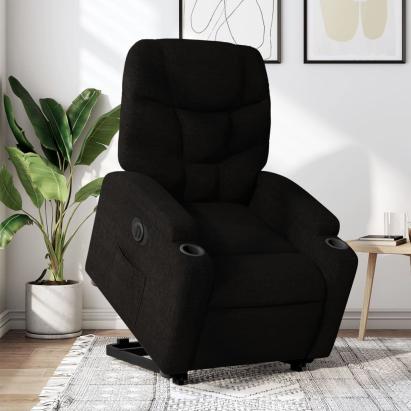 Fotoliu electric rabatabil cu ridicare, negru, textil GartenMobel Dekor