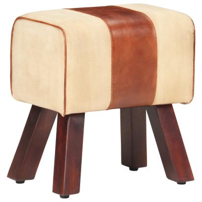 Bancă Bok gimnastică maro 38 cm piele naturală/lemn masiv mango GartenMobel Dekor