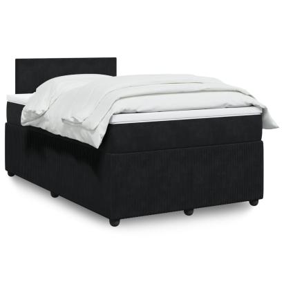 Pat box spring cu saltea, negru, 120x190 cm, catifea GartenMobel Dekor