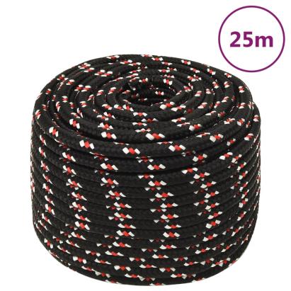 Frânghie de barcă, negru, 14 mm, 25 m, polipropilenă GartenMobel Dekor