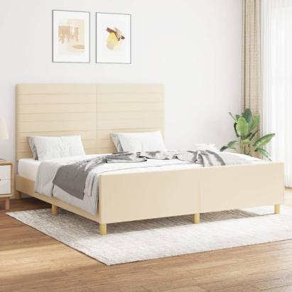 Cadru de pat cu tăblie, crem, 160x200 cm, textil GartenMobel Dekor