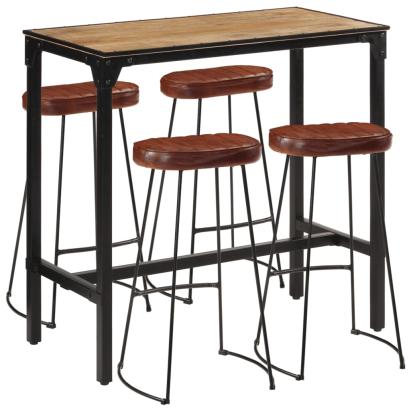 VidaXL Set de bar, 5 piese, lemn masiv de mango brut si metal GartenMobel Dekor