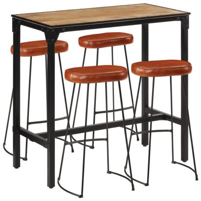 VidaXL Set de bar, 5 piese, lemn masiv de mango brut și metal GartenMobel Dekor