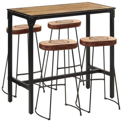 VidaXL Set de bar, 5 piese, lemn masiv de mango brut și metal GartenMobel Dekor