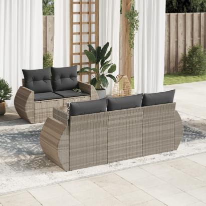 Set canapele de grădină cu perne, 6 piese gri deschis poliratan GartenMobel Dekor