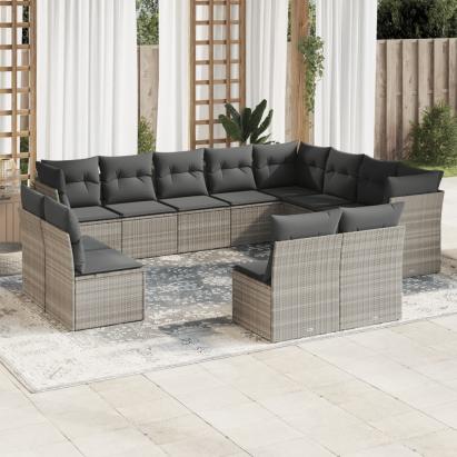 Set canapele de grădină cu perne, 12piese gri deschis poliratan GartenMobel Dekor