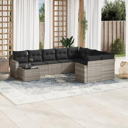 Set canapele de grădină cu perne 10 piese gri deschis poliratan GartenMobel Dekor