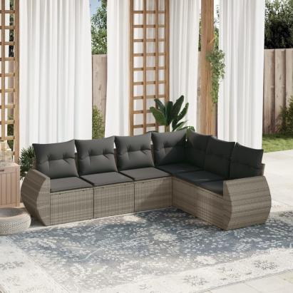 Set canapele de grădină cu perne, 6 piese gri deschis poliratan GartenMobel Dekor