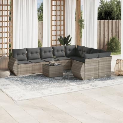 Set canapele de grădină cu perne 10 piese gri deschis poliratan GartenMobel Dekor