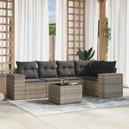 Set canapele de grădină cu perne, 6 piese gri deschis poliratan GartenMobel Dekor