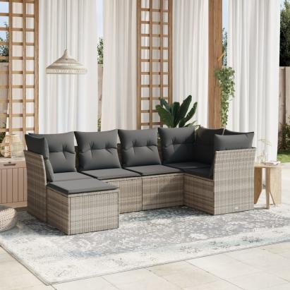 Set canapele de grădină cu perne, 6 piese gri deschis poliratan GartenMobel Dekor