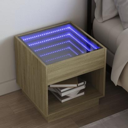 Noptieră cu LED infinity, stejar sonoma, 50x50x50 cm GartenMobel Dekor