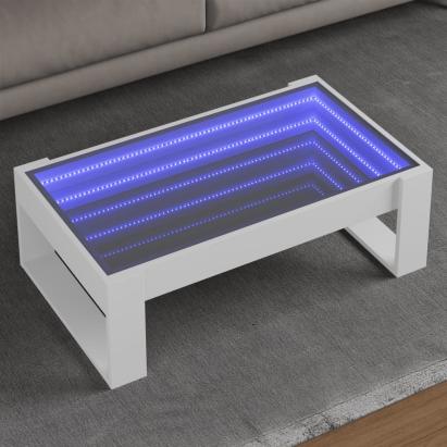 Măsuță de cafea cu LED infinity, alb, 90x53x30 cm GartenMobel Dekor