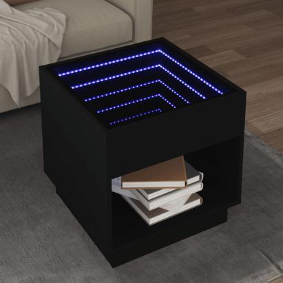 Măsuță de cafea cu LED infinity, negru, 50x50x50 cm GartenMobel Dekor