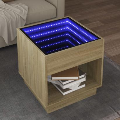 Măsuță de cafea cu LED infinity, stejar sonoma, 50x50x50 cm GartenMobel Dekor