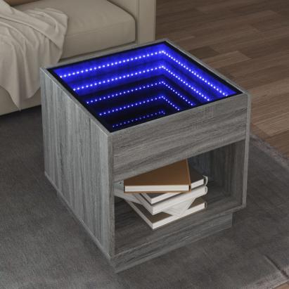 Măsuță de cafea cu LED infinity, gri sonoma, 50x50x50 cm GartenMobel Dekor