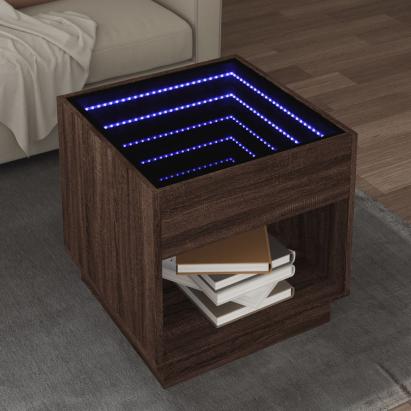 Măsuță de cafea cu LED infinity, stejar maro, 50x50x50 cm GartenMobel Dekor