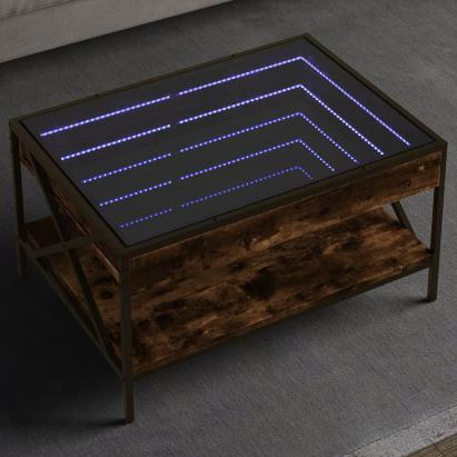 Măsuță de cafea cu LED infinity, stejar fumuriu, 70x50x38 cm GartenMobel Dekor