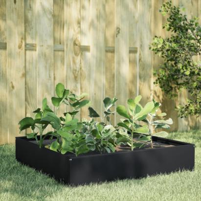 Strat înălțat de grădină, negru, 100x100x33,5 cm, oțel GartenMobel Dekor