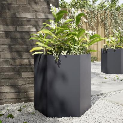 Jardinieră de grădină antracit 46x40x45 cm oțel hexagonal GartenMobel Dekor