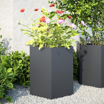 Jardinieră grădină, 2 buc. antracit 46x40x45 cm oțel hexagonală GartenMobel Dekor
