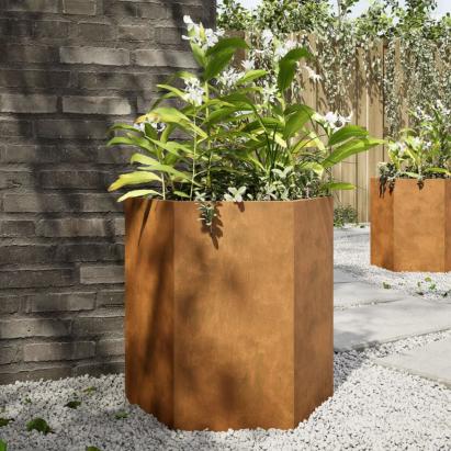Jardinieră grădină 2 buc. 46x40x45cm oțel corten hexagonală GartenMobel Dekor