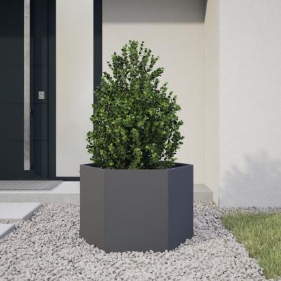 Jardinieră de grădină antracit 69x60x45 cm oțel hexagonal GartenMobel Dekor