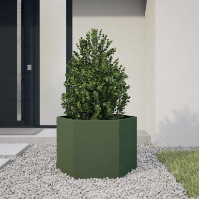 Jardinieră grădină verde măsliniu 69x60x45 cm oțel hexagonal GartenMobel Dekor
