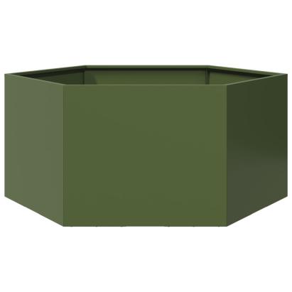 Jardinieră grădină verde măsliniu 104x90x45 cm oțel hexagonal GartenMobel Dekor