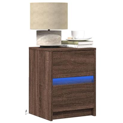 Noptiere cu lumini LED, 2 buc., stejar maro, lemn prelucrat GartenMobel Dekor