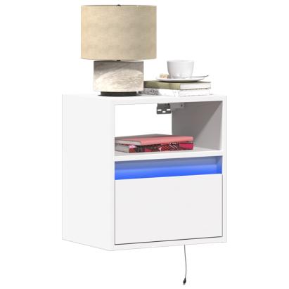 Comodă TV de perete cu lumini LED, alb, 41x31x45 cm GartenMobel Dekor