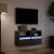 Comode TV de perete cu lumini LED, 2 buc., negru, 41x31x45 cm GartenMobel Dekor