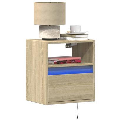 Comodă TV de perete cu LED, 2 buc. stejar sonoma, 41x31x45 cm GartenMobel Dekor