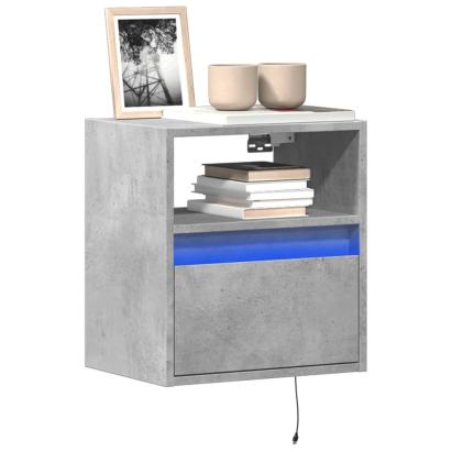 Comodă TV de perete cu lumini LED, gri beton, 41x31x45 cm GartenMobel Dekor