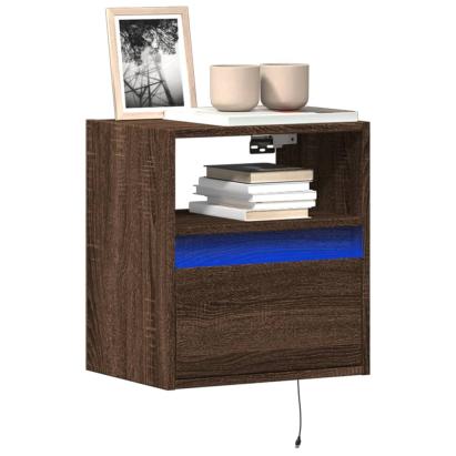 Comodă TV de perete cu lumini LED, stejar maro, 41x31x45 cm GartenMobel Dekor