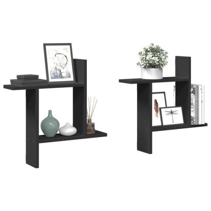Rafturi de perete, 2 buc., negru, 50x12x50 cm, lemn prelucrat GartenMobel Dekor