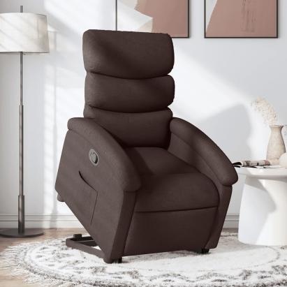Fotoliu rabatabil cu ridicare pe verticală, maro închis, textil GartenMobel Dekor